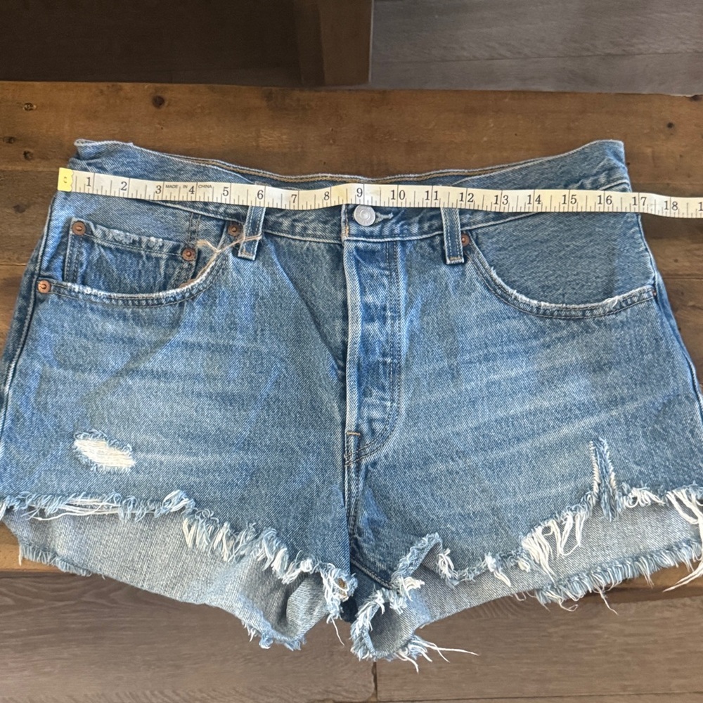 Levi's Light Blue Distressed Jean Shorts